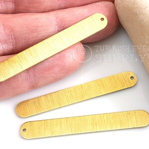 Brass Stamping Blanks, Brushed Textured Long Bar Pendant, Raw Brass Earring Findings, Brass Oval Necklace Bar Charm, 6Pc