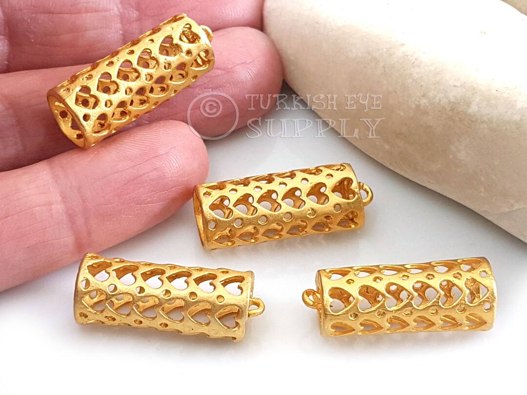 Large Gold Tassel Cap, Large End Cap, 22k Gold Plated, Gold Filigree