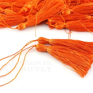 Orange Silk Tassel Bundle, Hand Made Silk Thread Tassel, Tassel Findings, Mala Tassels, 10 Pc