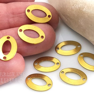 Brass Oval Hoop Connectors, Brass Jewelry Findings, Raw Brass Oval Earring Findings, Oval Brass Charms, 20pc