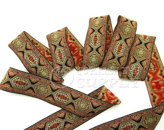 Jacquard Ribbon, Oriental Motive Ribbon, Turkish Carpet Ribbon, Ethnic Ribbon, Woven Border, Jacquard Trim  Embroidered Ribbon, Sewing Trim