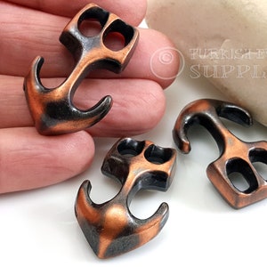 Copper Anchor Clasp, Large Anchor Bracelet Clasp, Anchor Bracelet Connector, Leather Bracelet Clasp Findings, Nautical Bracelet Jewelry