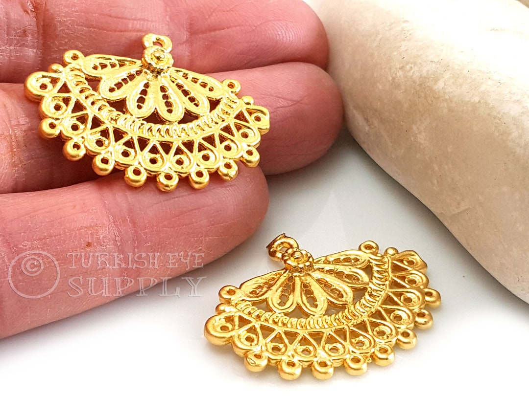 Filigree Gold Chandelier Earring Charms Gold Earring Jewelry Etsy
