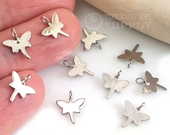 Silver Dragonfly Charms, Delicate Dragonfly Charms, Mini Charms, Dragonfly Necklace Charms, Bracelet Charms, Dragonfly Findings, 5Pc