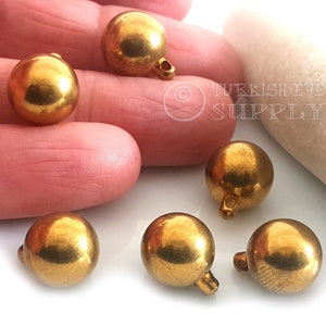 12mm Solid Brass Ball Charms, Raw Brass Ball Beads, Brass Ball Pendant, Raw Brass Findings, 2pc