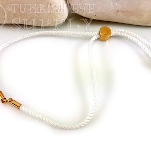 Cord Bracelet Blank, White Adjustable Bracelet Blank, Sliding Gold Clasp, Friendship Bracelet Blank, Cord Bracelet Connector, 2mm