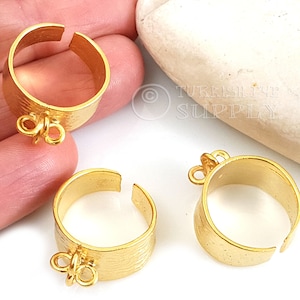 Adjustable Gold Ring Blanks, Gold Ring Base, Charm Ring Blank, Ring Blank With 4 Loop Settings