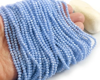 Cuentas de cristal AB azul de 3 mm, hebras de cuentas espaciadoras de cristal facetado Rondelle