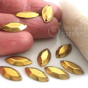 Brass Oval Charms, Brass Marquise Connector Charms, Brass Earring Connector Findings, Raw Brass Jewelry Findings, 50 Pc