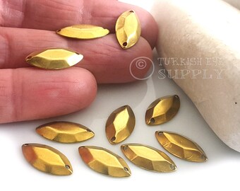 Brass Oval Charms, Brass Marquise Connector Charms, Brass Earring Connector Findings, Raw Brass Jewelry Findings, 50 Pc