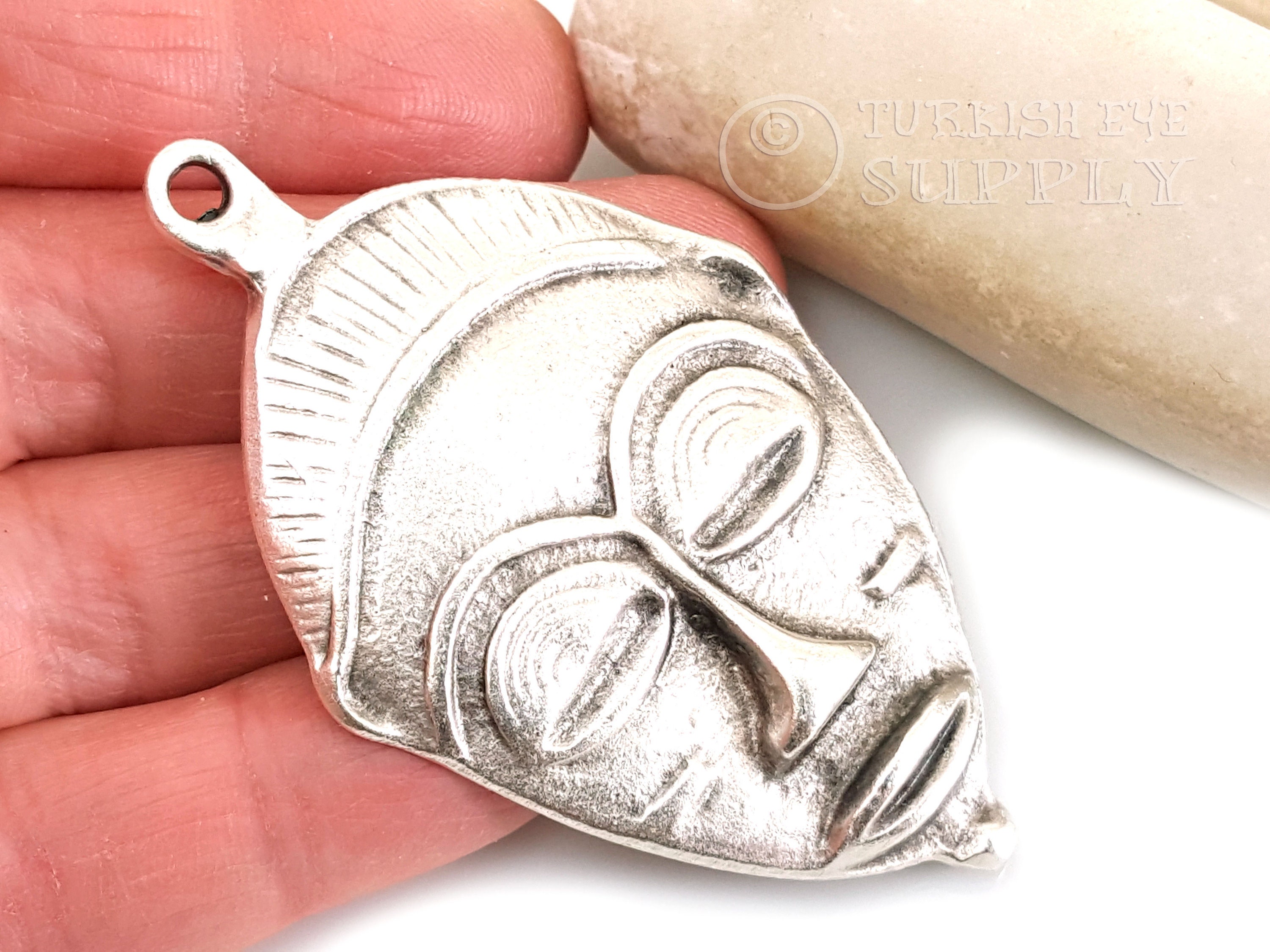 Pendentif Masque Africain En Argent Massif 925/1000 - Ajouré - Occasion TBE