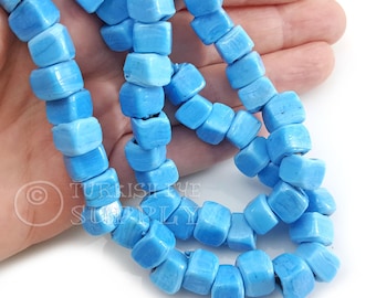 Perles de verre bleu ciel Evil Eye : faites main turques, 7-10 mm