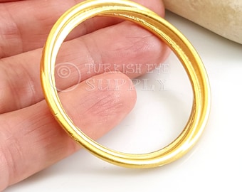 Ciondolo a cerchio in oro, pendente ad anello rotondo, grande anello a spirale, connettore a maglie circolari, placcato oro 22k, componente per gioielli, forniture per gioielli in oro