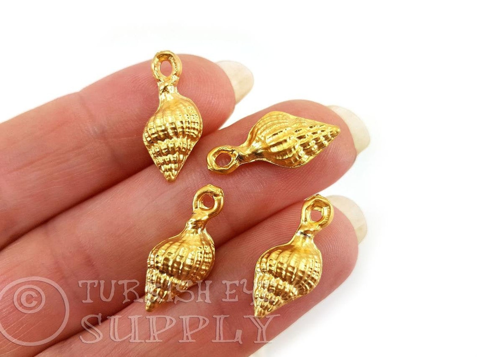Gold Shell Charms, Conch Shell Charms, Nautical Charms, Summer Jewelry ...