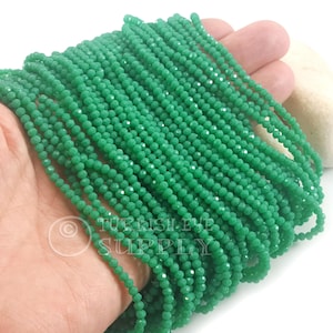 2mm Pine Green Crystal Beads, Faceted Crystal Rondelle Spacer Bead Strands
