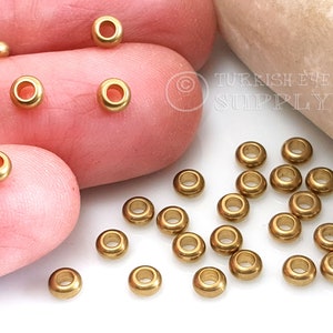 Brass Saucer Beads, Raw Brass Spacer Beads, Brass Rondelle Beads, Brass Ball Beads, Raw Brass Findings, 50pc