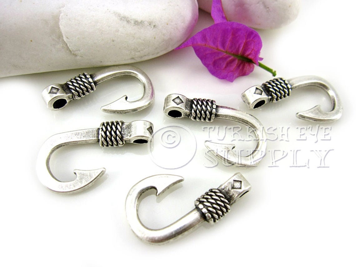 Silver Hook Clasps Fish Hook Charms Bracelet Clasps Etsy