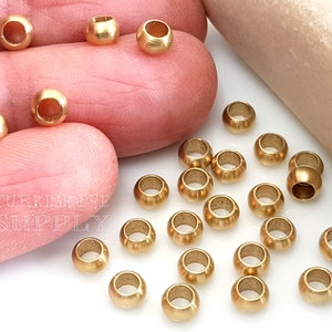 Raw Brass Spacer Ball Beads, Brass Saucer Beads, Brass Rondelle Beads, Brass Ball Beads, Raw Brass Findings, 40pc