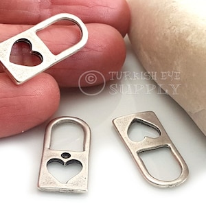 Breloque cadenas en argent, breloques en forme de coeur découpé, pendentif cadenas en argent, pendentif cadenas en argent, 8 pièces