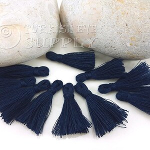 Mini Cotton Tassels Navy, Tassel Earring, Tassel Bracelet, Tassel Findings, Tassel Necklace, Mini Tassels, Home Deco, 10pc