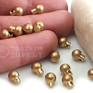 6mm Solid Brass Ball Charms, Raw Brass Ball Beads, Brass Ball Pendant, Brass Drop Charms, Raw Brass Findings, 6pc