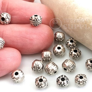Zilveren bal spacers, bal spacer kralen, rustiek getextureerde spacer kraal, ronde armband kralen, sieraden maken, tribale sieraden kralen, 10 st