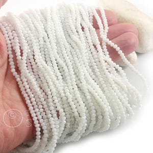 2mm White Crystal Beads, Faceted Crystal Rondelle Spacer Bead Strands