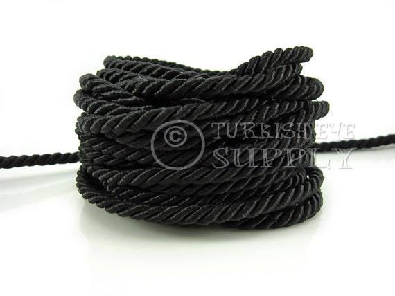 Silk Braid Cord, Black Cord, Twisted Silk Rope, 5mm Cord, 1 Meter, Rayon  Satin Cord, Necklace Cord, Bracelet Cord, Jewelry Supplies