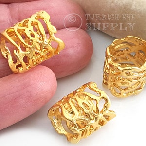 Large Gold Tube Bead, Gold Mala Bead, 22k Gold Plated, Focal Necklace Spacer Beads, 1pc