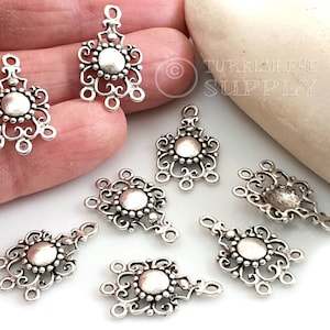 Silver Plated Multi Loop Connectors, Silver Earring Earring Findings, Multi Strand Tribal Charms, 4Pc