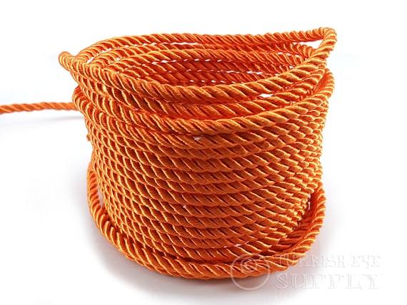 Orange Twisted Silk Rope, Orange Silk Braid Cord, 3.5mm Cord, 1 Meter,  Rayon Satin Cord, Necklace Cord, Bracelet Cord, Jewelry Supplies 
