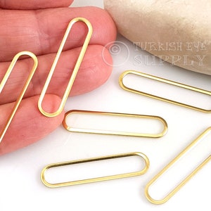 Raw Brass Oval Charms, Brass Oval Connector Links, 24Pc