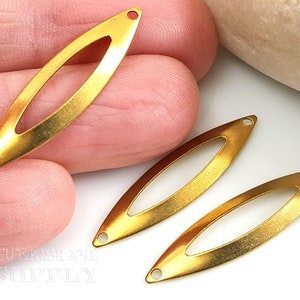 Brass Marquise Connector Charms, Marquise Charms, Brass Earring Connector Findings, Raw Brass Jewelry Findings, 30 Pc