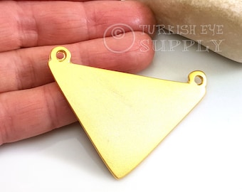 Large Gold Triangle Pendant, Minimalist Geometric Pendant, Triangle Connector, 1Pc
