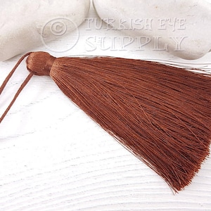 Borla de hilo marrón cobre extragrande y grueso, hecha a mano, de seda, para decoración del hogar, 1 unidad, CC3142