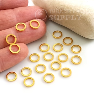 Round Gold Hoop Beads, Gold Plated Mini Hoop Charms, Gold Heishi Beads, 20pc