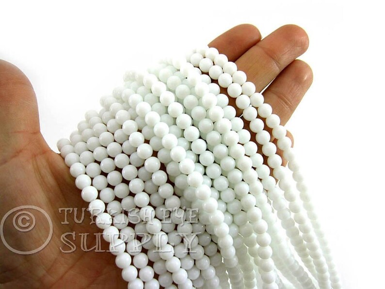 Gemstone Findings White Gemstone Beads 6mm Round Beads Jewelry Beads Loose Beads Jade Bead Strands Full 15 inch Strand