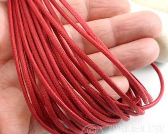 Red Waxed Cotton Cord, 3mm Jewelry Making Beading Cord, Bracelet Necklace Cord, Cord Findings, 3mt (3.28 Yards)