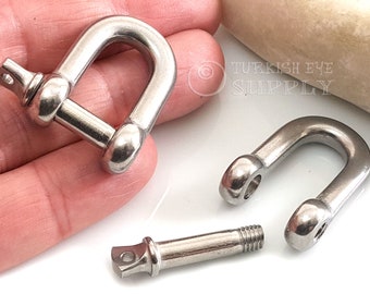 Silver U Lock Clasp, Leather Bracelet Clasp, Rope Cord Bracelet, Silver Bracelet Findings, Leather Findings, Nautical Bracelet Clasp, 2Pc