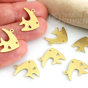 Brass Fish Charms, Raw Brass Fish Findings, Fish Earring Charms, 25pc