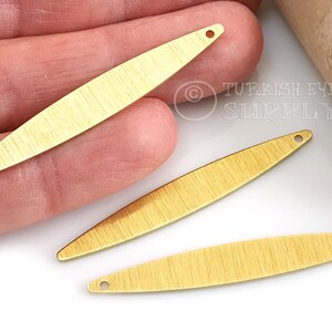 Brass Marquise Charm, Raw Brass Oval Charm, 50x7mm, Textured Raw Brass Earring Findings, 12Pc