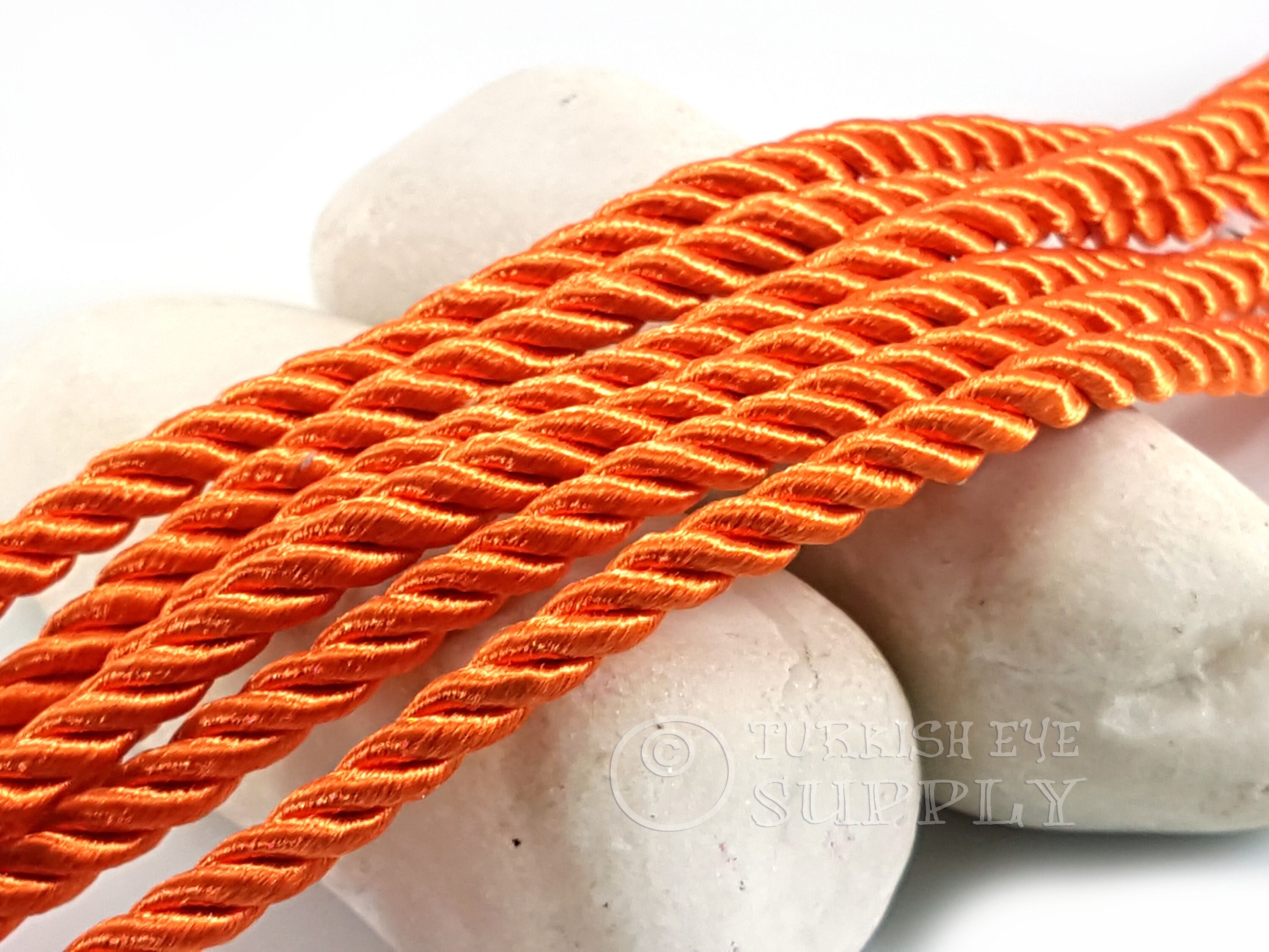 Orange Twisted Silk Rope, Orange Silk Braid Cord, 3.5mm Cord, 1