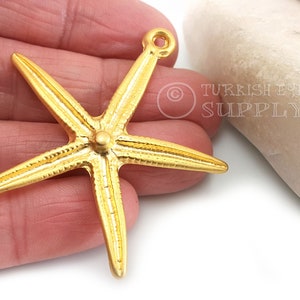 Large Gold Starfish Pendant, Gold Sea Star Charm, Gold Starfish Necklace Pendant, Nautical Charms, Summer Jewelry, Beach Charms, 1pc