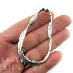 Hammered Large Hoop Pendant, Large Oval Loop Pendant, Silver Hoop Connector, Twisted Silver Loop Pendant, Silver Jewelry image 6