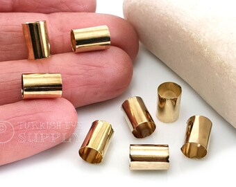 Raw Brass Tube Beads, Brass Tube Spacers, 7x10mm, Industrial Long Brass Tube Beads, Raw Brass Jewelry Findings, 24pc
