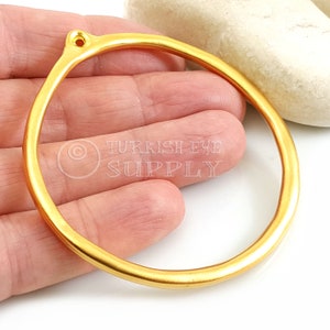 Gold Hoop Pendant, Large Hoop Pendant, Large Circle Loop Pendant, Large Hoop Charm, Large Gold Ring Pendant, Gold Hoop Connector, 1 pc