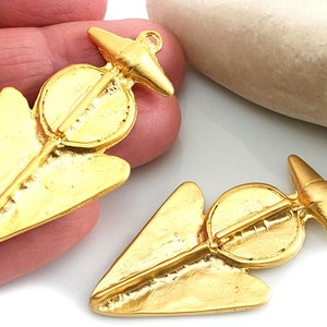 Gold Arrowhead Pendant, Large Tribal Spearhead Pendant, 22k Gold Plated