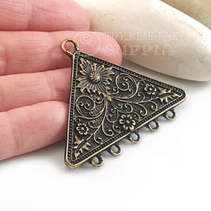 Large Bronze Triangle Connector, Multi Strand Tribal Connector Pendant, 1Pc