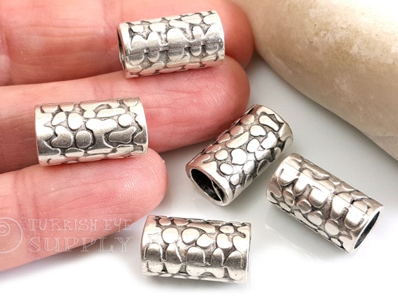 Large Hole Beads, Silver Spacer Beads, Silver Hoop Beads, Silver Plated  Beads, Jewelry Spacers, Silver Spacer Beads, Large Spacer Bead, 4 pc