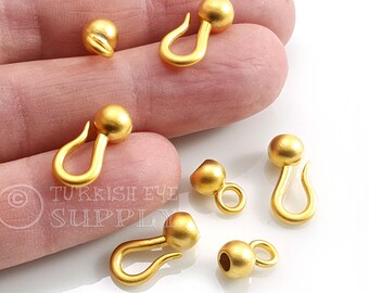 2 Sets 22k Gold Plated Hook & Cord End Clasps for Bracelet Necklace Making.